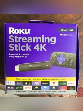 Open Box Roku Streaming Stick 4K Device 4K HDR & Dolby Vision Voice/TV Control